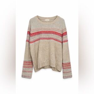Cotton Emporium Beige and Red Patterned Sweater